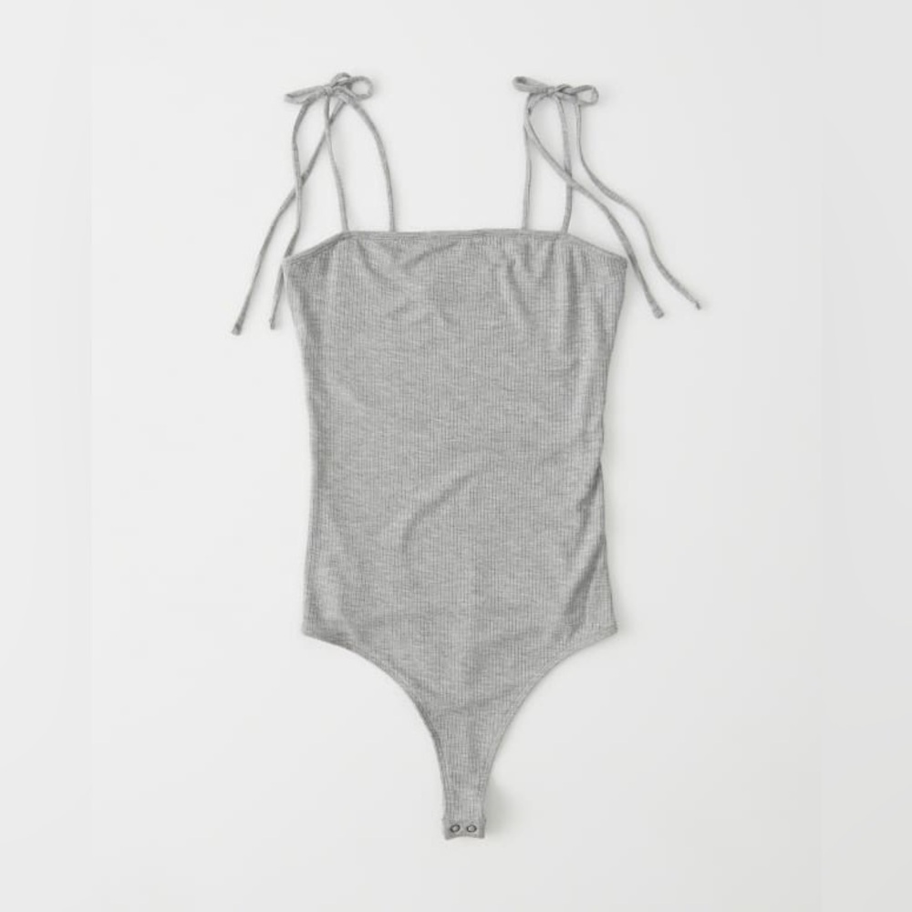 Abercrombie & Fitch Bodysuit Womens Gray Tie Ribbed Soft Basics Tank Size S